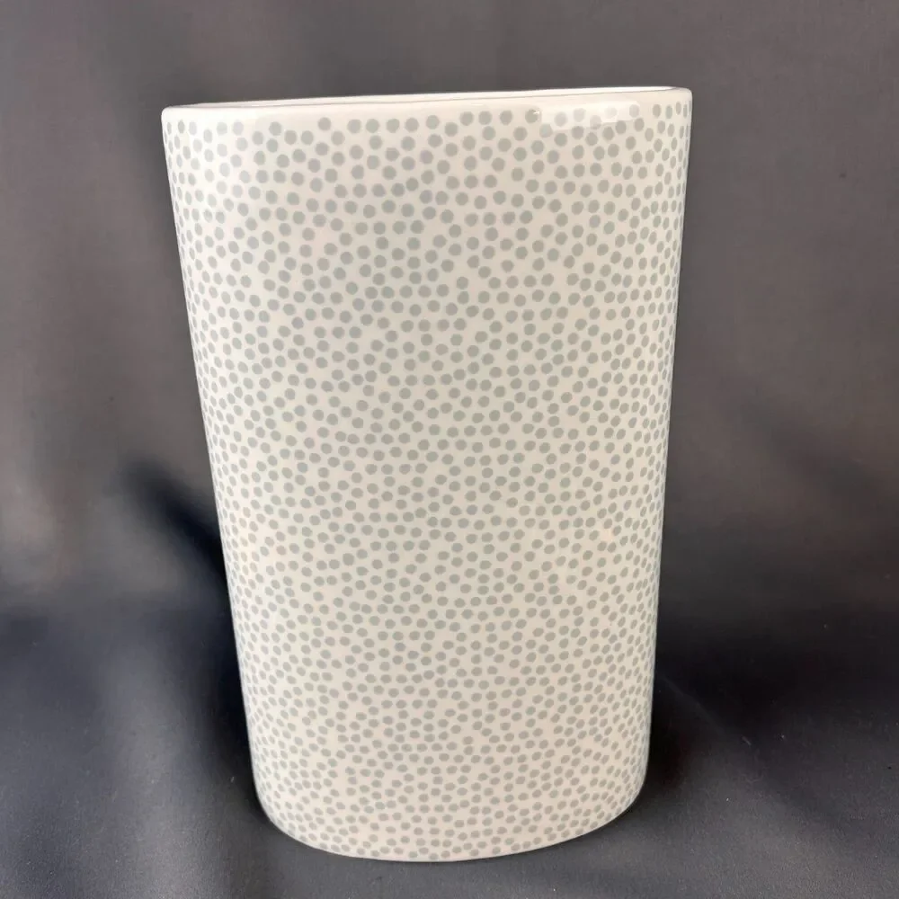 Happy Everything Coton Colors Laura Johnson Gray Polka Dot Oval Vase 10
